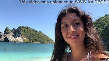 Hot Brunette Babe Gets Cum Covered Face On Public Beach Cumwalk!