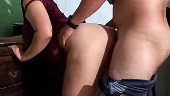 the brunette milf cheated with intense fucking, taking creampie doggystyle before her boyfriend showed up