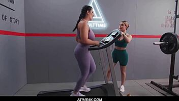 sarah arabic skips workouts for selfies while nicole aria trains with big tits blowjob distractions