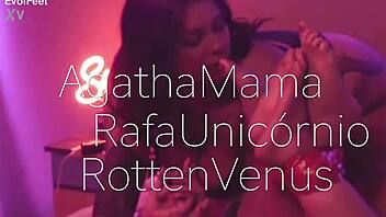 these girls dive deep into intense sex sessions blending foot fetish play with domination and squirting in the bathroom