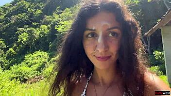 Hot Brunette Babe Gets Cum Covered Face On Public Beach Cumwalk!