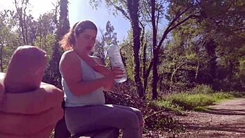 Exhibitionist seduces milf for public park fuck and facial cumshot. 😏💦