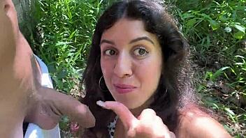 Hot Brunette Babe Gets Cum Covered Face On Public Beach Cumwalk!