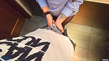 STRANGER CUMS In My PANTYHOSE In RESTAURANT TOILET