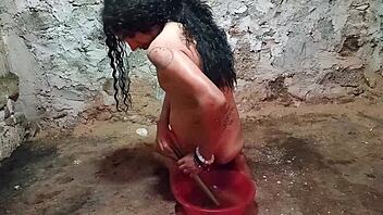 bold anal play with cucumber for shemale assfucking