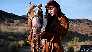 All Natural Redhead Milf Babe Odette Teases Outdoors, Stripping Naked to Show Off Big Tits?