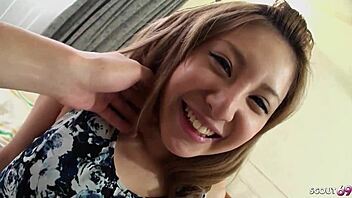 Shy Japanese girl with long labia gets picked up for pov creampie by older guy in uncensored jav amateur action