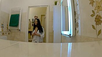 hey, this all natural big tits big ass hot brunette babe shows up for lingerie try on but it becomes porn casting