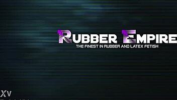 the group banged the latex slut with strapons in part three