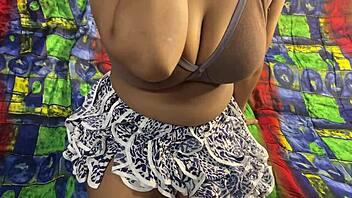 Intriguing contrast as sexy Indian woman takes thick cock in quickie hardcore fucking session with pussy action.