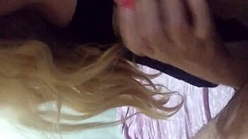 Blonde slut loves sucking big cock until milking every drop