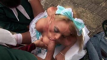 jamie brooks takes multiple cocks in heels and lingerie for anal satisfaction outdoors