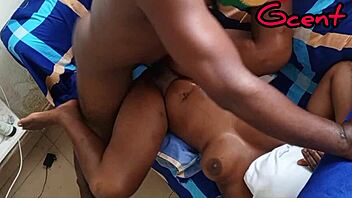 hey, check out this fresh nigerian girlfriend getting a good session on the couch