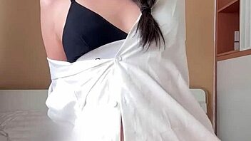 petite asian teen couple fucks with toys vibrator licking and riding after morning coffee