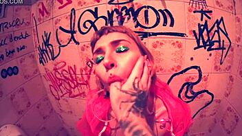 Outdoor anal plug contrasts with shaved Latina Bia Roman's tattooed body and wet orgasm