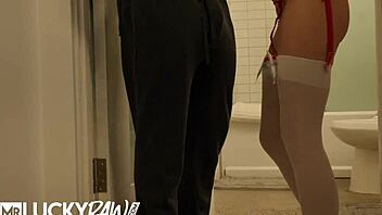 Petite redhead Octavia Red with big tits and shaved pussy stays horny for casting interview teasing.