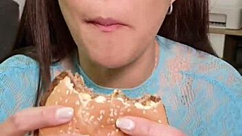 What a wild mess playing with junk food in my mouth and long pigtail hair!