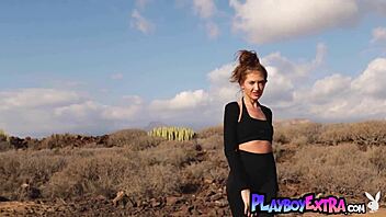 i adore how skinny brunette russian goddess taya vais strips nude and poses seductively in the vast desert for playboy