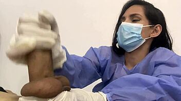 my patient got so hard i just couldn't hold back from handling it