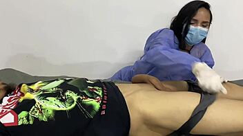 my patient got so hard i just couldn't hold back from handling it