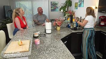 Cheating amateur milf gives deepthroat handjob to huge monster cock in taboo roleplay