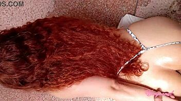 Big ass Latina redhead enjoys poolside adventure with deep thrusts