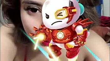 in a casual bedroom setting, vietnamese beauty shows off her big boobs and ass on bigo live