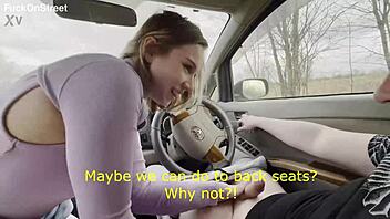 Beauty teen explodes with creampie after intense anal car sex - oh what a wild public ride!