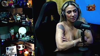 The podcast hasn't even started and Bruna Lambertini is totally naked, making Ruan drool in this Brazilian blonde pornstar interview.