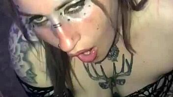 in the second part of halloween fun a blonde lover with big natural tits gives a deepthroat blowjob like a total slut