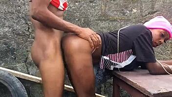 He grabbed her petite body and pounded her rough outdoors until she moaned.