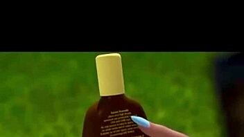 3d solo brunette pov huge boobs lotion breast expansion