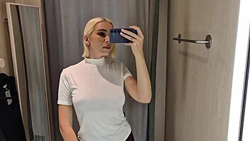 Try On Transparent See-Through Clothes In Mall Fitting Room!