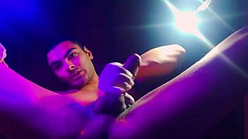 uh, sexy mora blue caballero, like, gives sexy handjob with glove masturbation, ya know