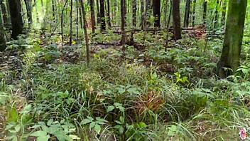 naughty sexy beauty rides stranger's cock in forest then gets doggystyle pov pounding