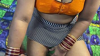 Exotic Indian beauty indulges in sensual solo play with squirting orgasm during romantic boss encounter.