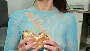 What a wild mess playing with junk food in my mouth and long pigtail hair!