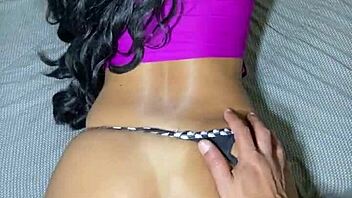 Long-haired Brazilian housewife gets ass worshiped and creampied twice by husband and friend