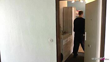 Hey, what if the postman catches tight German teen and convinces her for doggystyle fuck?