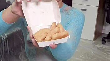 What a wild mess playing with junk food in my mouth and long pigtail hair!