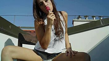 oh, dominika c, you're such a slut fingering your wet cunt with that lollypop