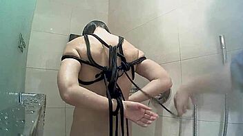 naked girl bound in hotel on hidden cam footage