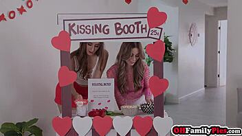 lucky big cock guy got a perfect double blowjob on valentines day by penelope kay and sexy teen 18+ renee rose