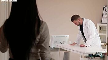 Two stud gynecologists casually team up to double penetrate their slutty patient Polly Pons during a wild clinic session.