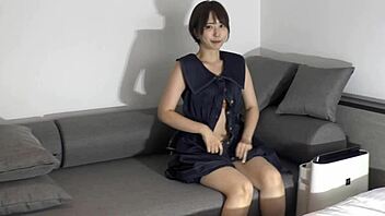 Intriguing young Japanese amateur contrasts cute charm with rough mature Asian sex in beautiful office encounter
