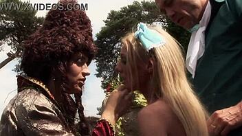 jamie brooks takes multiple cocks in heels and lingerie for anal satisfaction outdoors