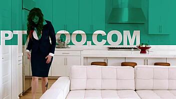 flight attendant roleplay practice turns wild with intense blowjob and hardcore pov action