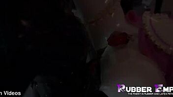 the group banged the latex slut with strapons in part three