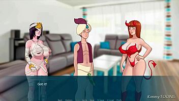 at the halloween party, a foursome erupts with double blowjobs and costumes. they get caught in wild group sex games.