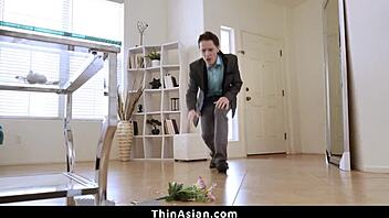 Cute Little Asian Teen Gets Punished with Rough Monster Cock in Tight Pussy Garage Action